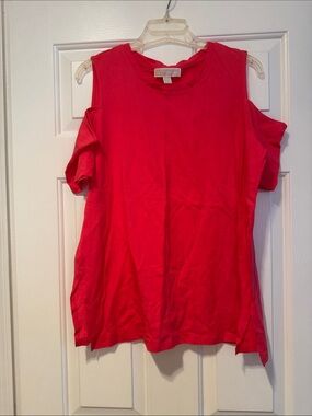 Women’s Cold-Shoulder Top in Bright Salmon